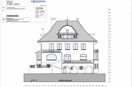 Architekturvermessung
Villa Ulmenhof, Flawil, Gebäudeaufnahmen:, 2D Fassadenpläne, 2D Grundrisspläne, 2D Schnittpläne