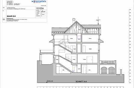 Architekturvermessung
Villa Ulmenhof, Flawil, Gebäudeaufnahmen:, 2D Fassadenpläne, 2D Grundrisspläne, 2D Schnittpläne