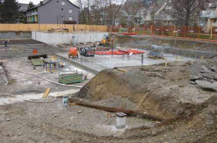 4 MFH Wehntalerstrasse 30, Niederweningen, Projekt und Baukontrolle der Tragstruktur in Massivbauweise, Projekt und Fachbauleitung der Baugrubenarbeiten, Projekt und Fachbauleitung der Pfählungsarbeiten