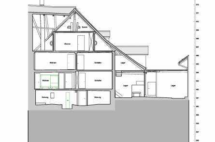 Architekturvermessung
Bauernhaus Watt, Oberuzwil, Gebäudeaufnahmen:, 2D Fassadenpläne, 2D Grundrisspläne, 2D Schnittpläne
