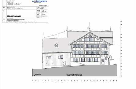 Architekturvermessung
Bauernhaus Schwantlern, Gais, Gebäudeaufnahmen:, 2D Fassadenpläne, 2D Grundrisspläne, 2D Schnittpläne