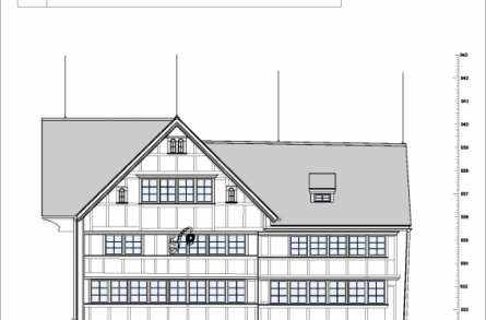 Architekturvermessung
Restaurant Sonne, Gais AR, Gebäudeaufnahmen:, 2D-Fassadenpläne, 2D-Grundrisspläne, 2D-Schnittpläne, Umgebungsplan inkl. Höhenkurven