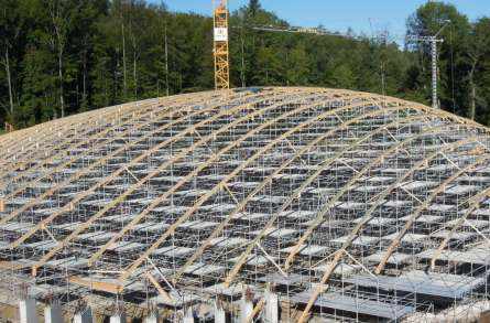 Erweiterung Elefantenpark, Zoo Zürich, Aufziehen eines Baufixpunktnetzes, Überwachungsmessung der Bohrpfahlwand, Baubegleitende Vermessungen, Umfassende Kontrollaufnahmen der Dachkonstruktion