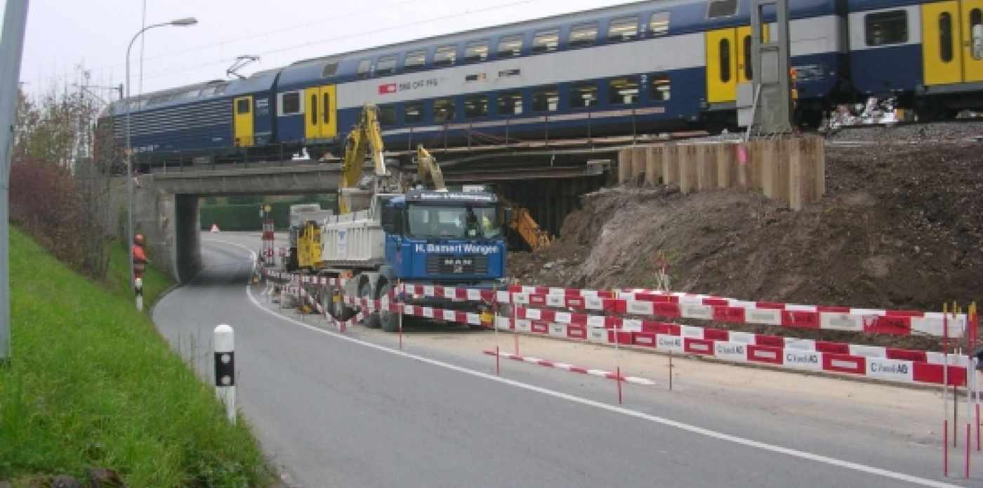 Neubau Unterführung Usserbäch unter Bahnlinie Zürich-Chur, Projektleitung und Bauleitung Tiefbauarbeiten