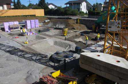 Erweiterung Seniorenzentrum Engelhof, Altendorf, Projekt und Baukontrolle Tragstruktur in Massivbauweise, Projekt und Fachbauleitung Baugrube mit Rühlwand