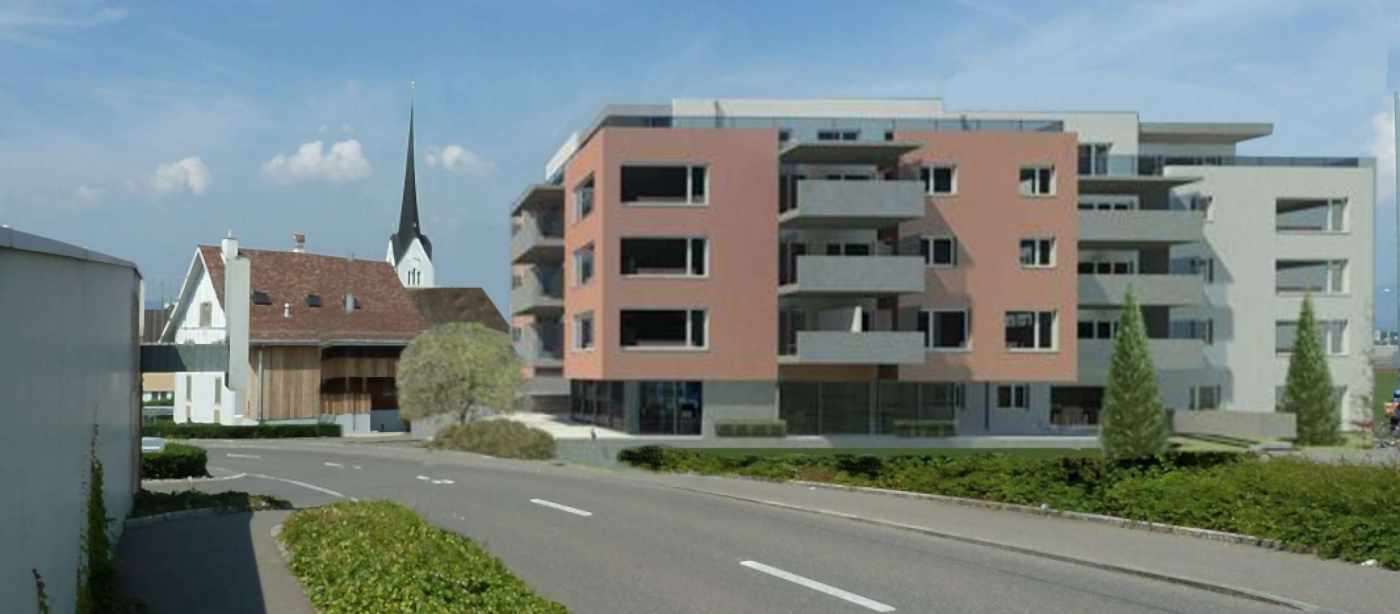 Zentrum Breitenhof, 8852 Altendorf, Projekt und Baukontrolle Tragstruktur in Massivbauweise, Projekt und Bauleitung Baugrubensicherung mit verankerter Rühlwand, Projekt und Bauleitung Pfählungsarbeiten