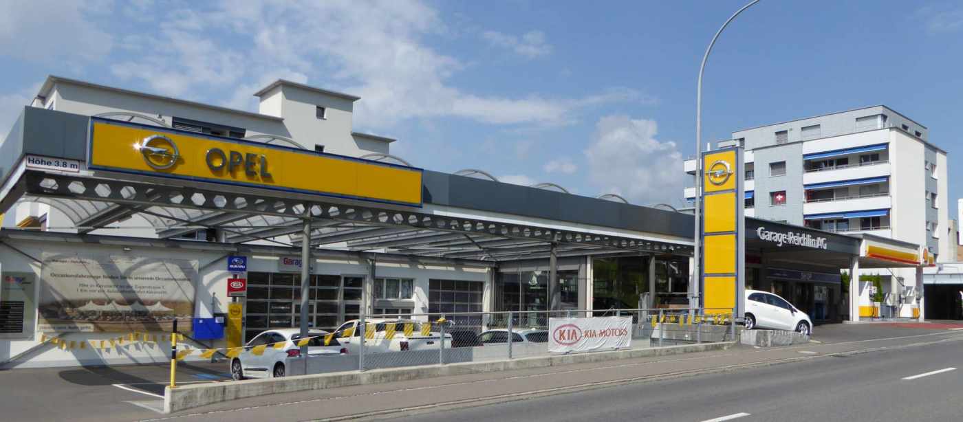 Erweiterung Garage Reichlin, Küssnacht, Projekt und Baukontrollen Tragstruktur in Massivbauweise und Stahlbau, Projekt und Fachbauleitung Baugrube mit Baugrubensicherung (Rühlwand)