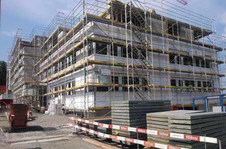 Gewerbehaus First, 8835 Feusisberg, Projekt und Baukontrollen Tragstruktur in Massivbauweise und Stahlbau, Projekt und Fachbauleitung Baugrube mit Baugrubensicherung