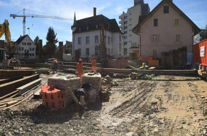 Überbauung Tüchi, 8640 Rapperswil, Projekt und Baukontrolle Tragkonstruktion sowie Projekt und Bauleitung Spezialtiefbau, 