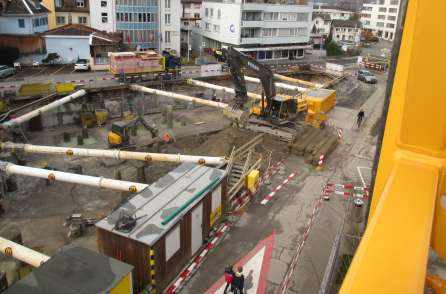 Neubau MFH Im Dorf, 8853 Lachen, Projekt und Baukontrolle Tragstruktur in Massivbauweise, Projekt und Fachbauleitung Baugrubenarbeiten inkl. Sicherung