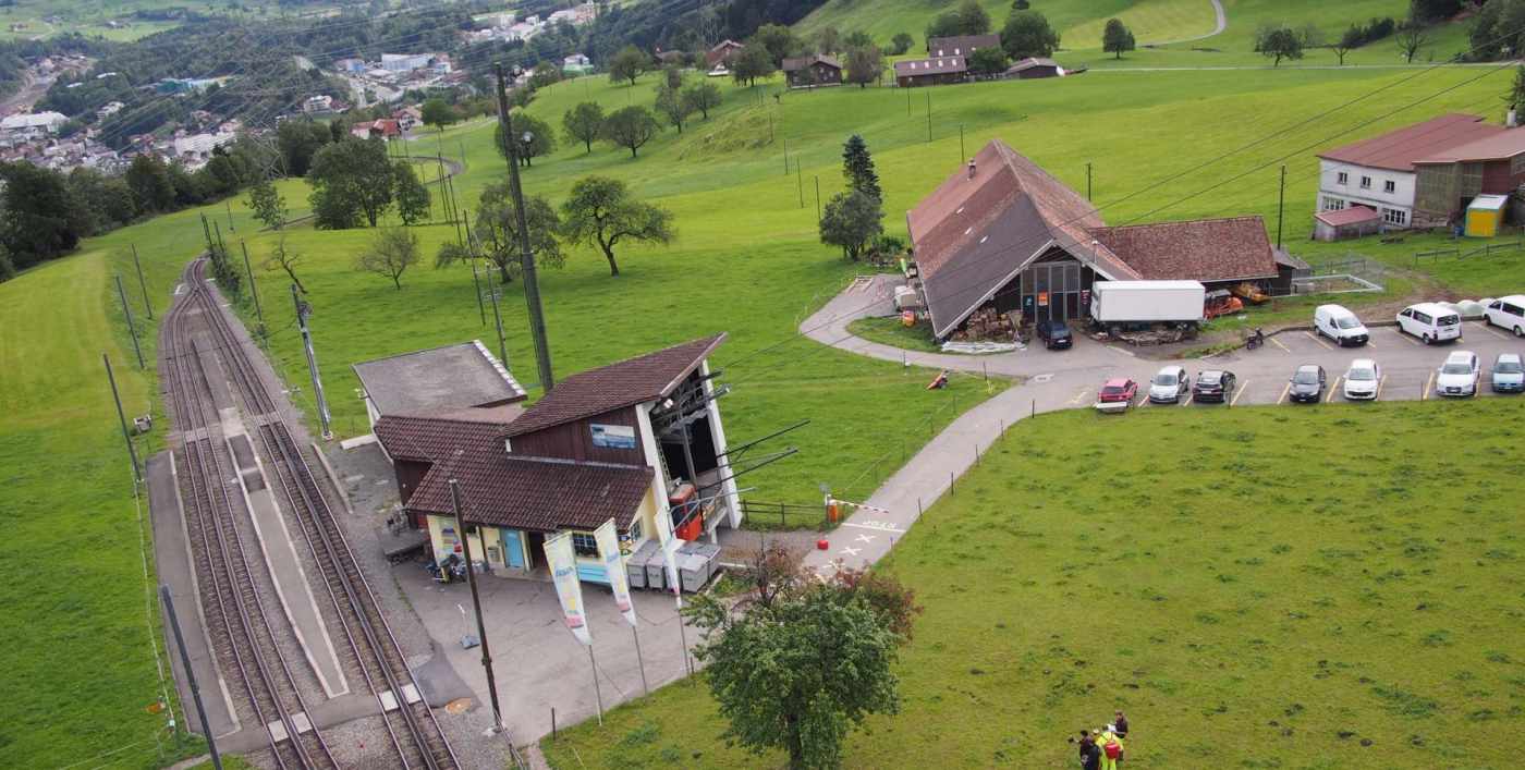 Luftseilbahn Kräbel, Rigi Scheidegg, Bauabsteckungen, Fixpunkteinmessung, Digitales Geländemodell, Architekturvermessung