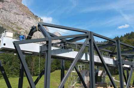 Rotenfluebahn, Rickenbach, Erstellung von Fixpunkten, Absteckung der Tal- und Bergstation sowie der jeweiligen Masten, Periodische Überwachungsmessungen der Mastfundamente