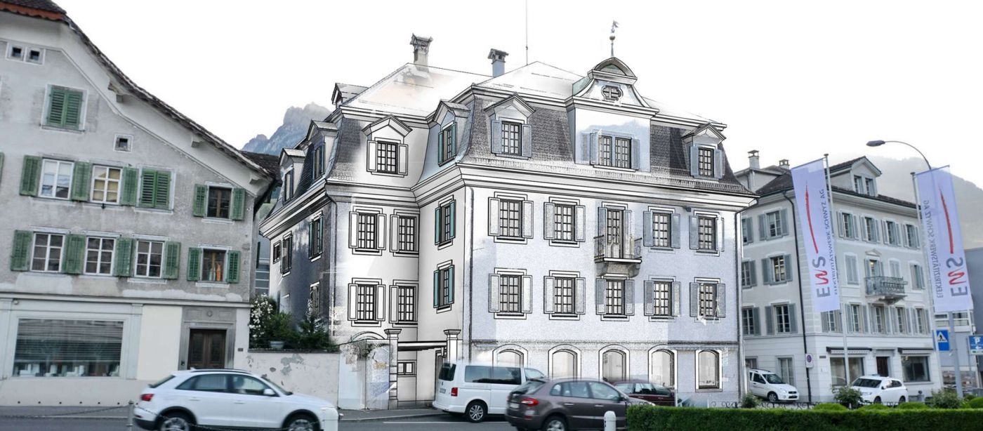 Strehlgasse 11 + 13, 6430 Schwyz, 3D Laserscan, 3D- / BIM- Modellierung aus Punktwolke