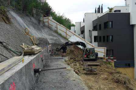 Baugrube Staubeweidli, Wädenswil, Projekt und Baukontrolle Tragstruktur in Massivbauweise, Projekt und Fachbauleitung Baugrubenarbeiten inkl. Sicherung und Fundation