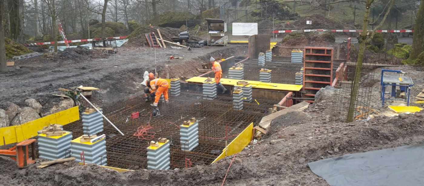 Fundation Tierpark-Turm, Goldau, Projekt, Ausführungsplanung und Baukontrolle von Pfählung und Fundament