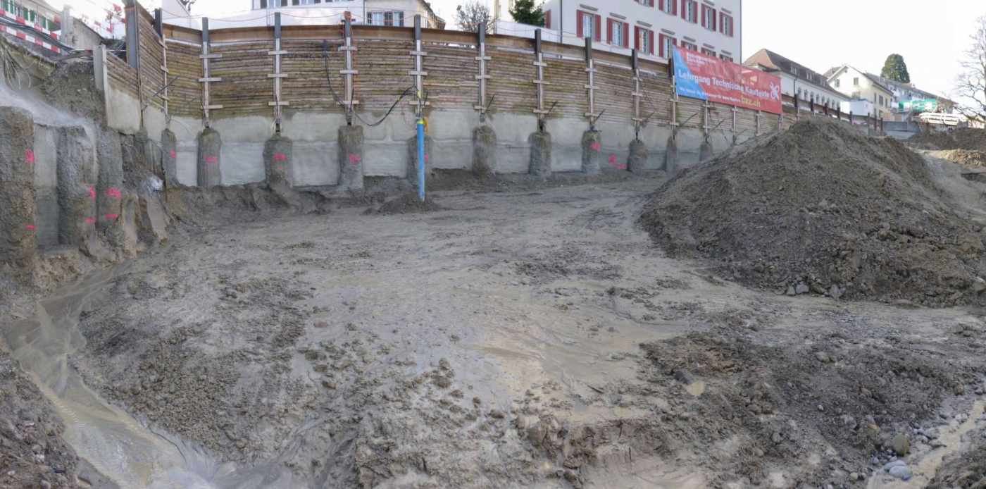 Neubau BZZ Horgen, 8810 Horgen, Projekt und Baubegleitung Baugrubensicherung, Wasserhaltung, Fundation