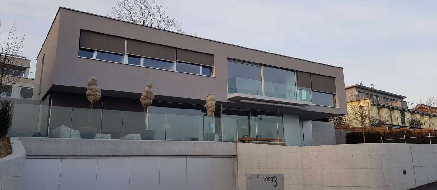 Neubau Einfamilienhaus, Eichweg 3,
6045 Meggen, Projekt und Baukontrolle der Tragstruktur in Massivbauweise, Projekt und Baukontrolle für Baugrube und Baugrubensicherung