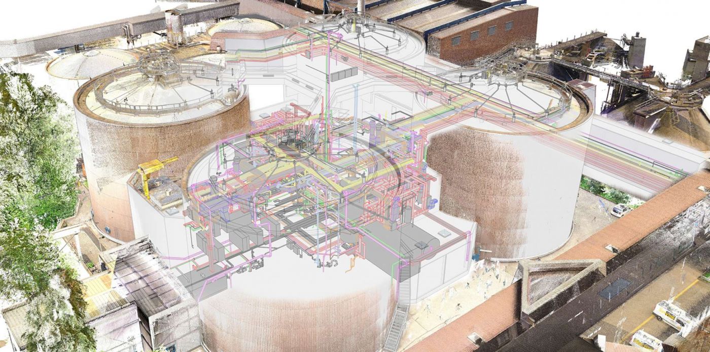 Kläranlage Werdhölzli, 3D Laserscan, 3D- / BIM- Modellierung aus Punktwolke