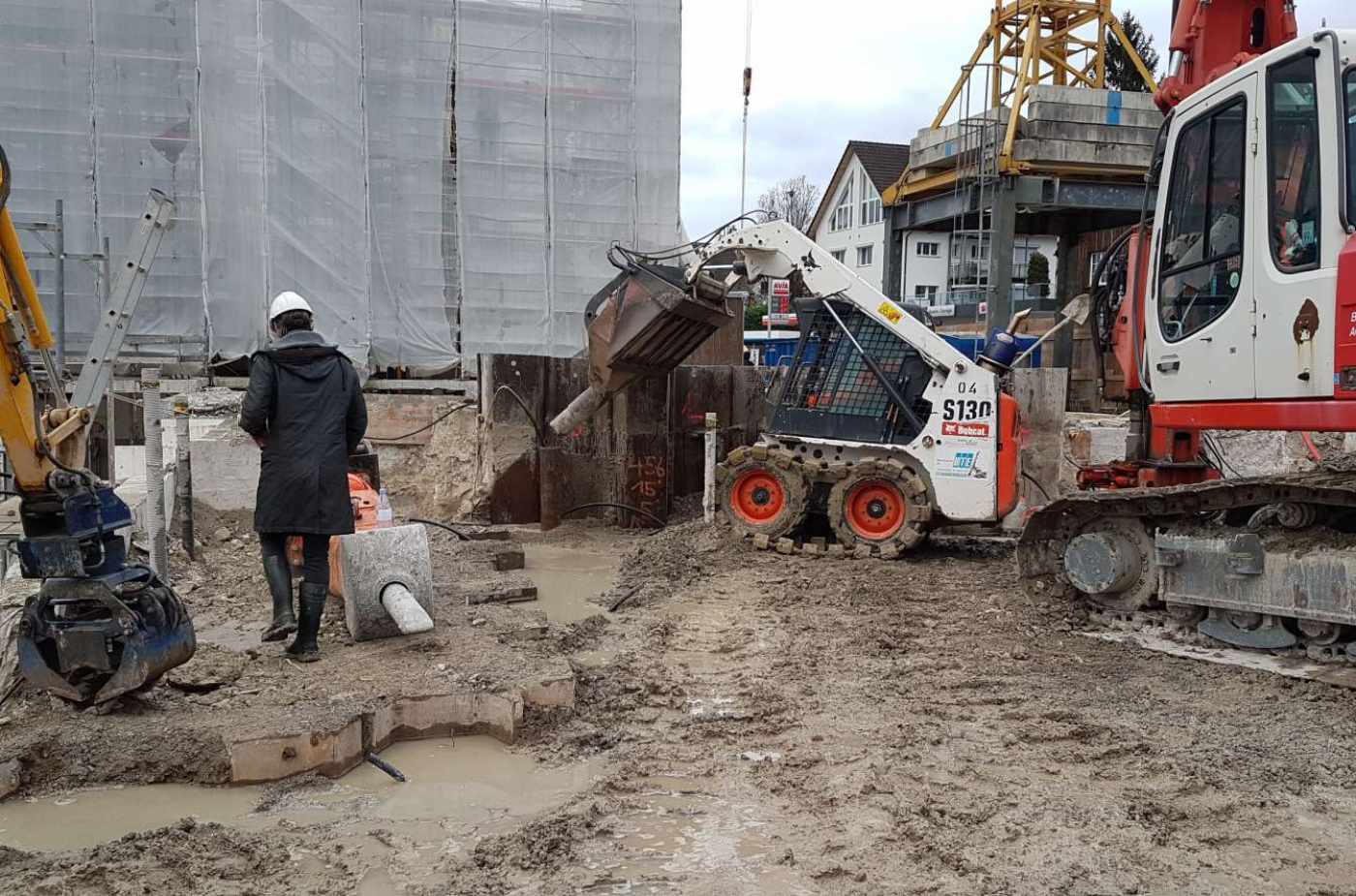 Baugrube Hotel Alexander, Thalwil, Projekt, Ausschreibung und Begleitung der Ausführung von Baugrube, Fundation und Wasserhaltung