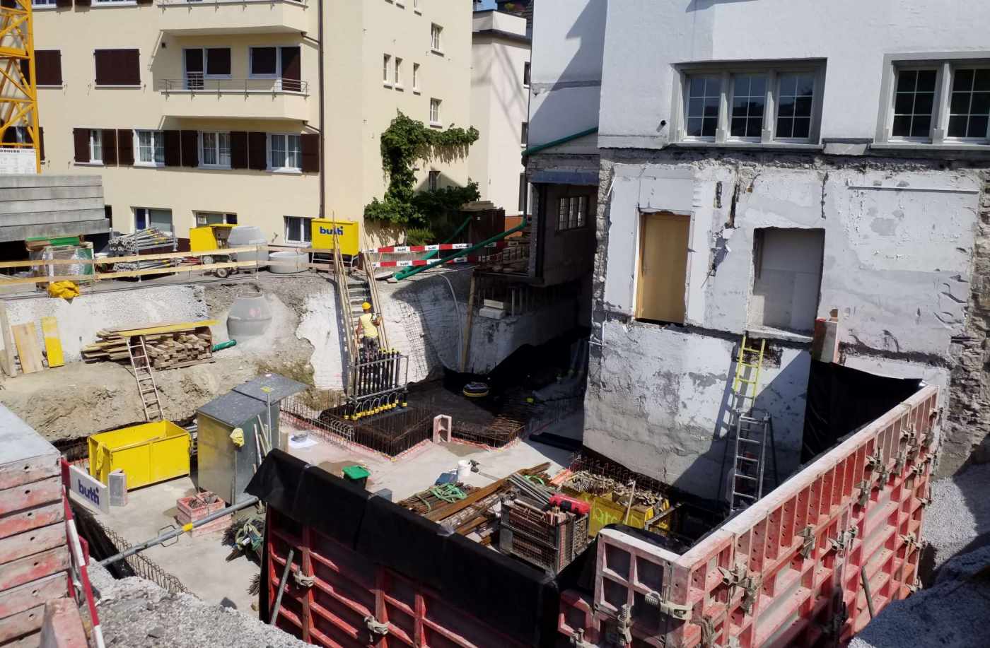 Um- und Anbau Gemeindehaus Dorf,
8808 Pfäffikon, Projekt und Baukontrolle Tragstruktur in Massivbauweise, Projekt und Fachbauleitung Baugrubensicherung und Pfahlfundation