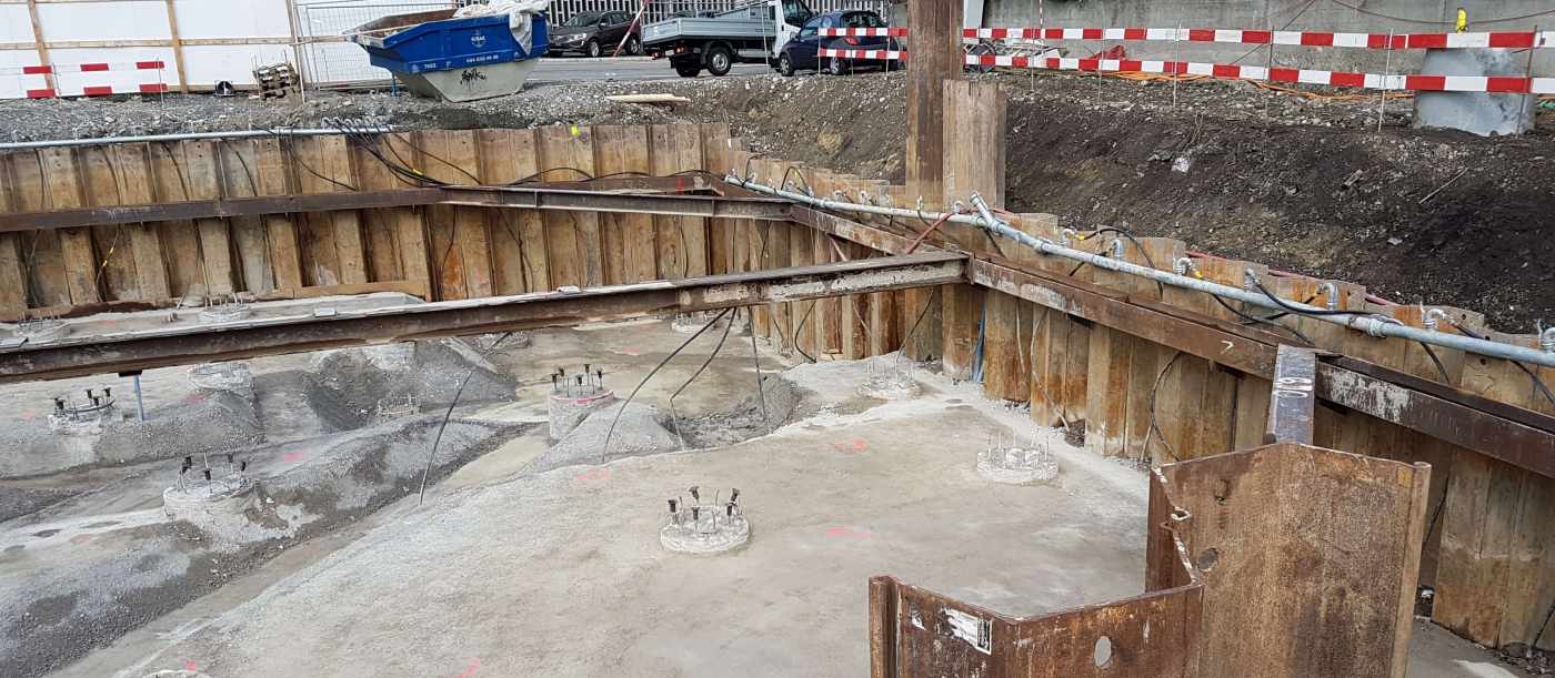 Neubau Villa am See, Thalwil, Auschreibung und Bauleitung komplette Baugrube inkl. Fundation und Wasserhaltung