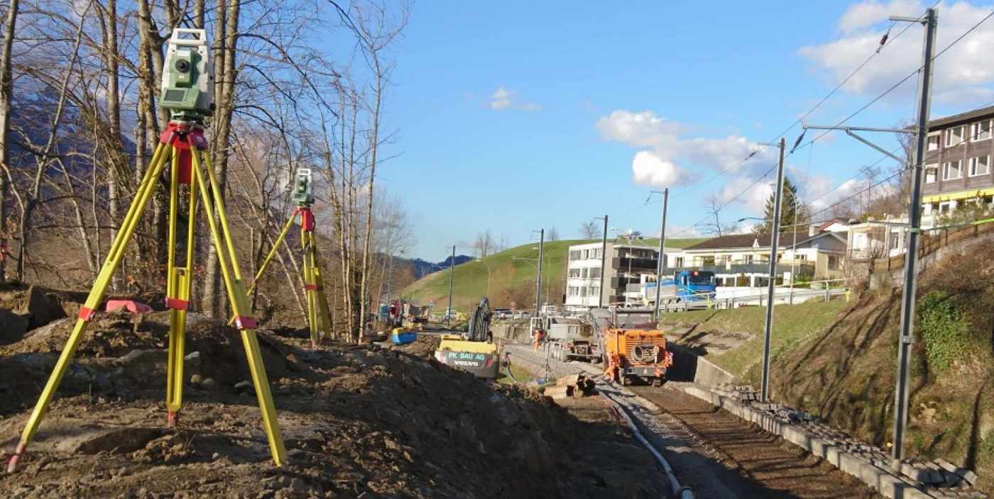 Totalumbau Zentralbahn, Seehof Sachseln, Datenaufbereitung der Projektdaten, 3D-Maschinensteuerung der Grossfräse W2200