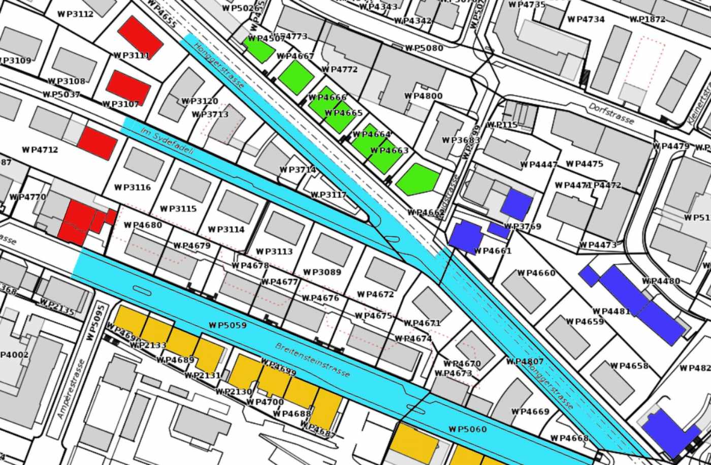 BDZ, Ersatzneubau Wohnüberbauung Zürich-Wipkingen, Baufixpunktenetz, Rissaufnahmen, Deformations- und Setzungsmessungen, Kubaturbestimmung