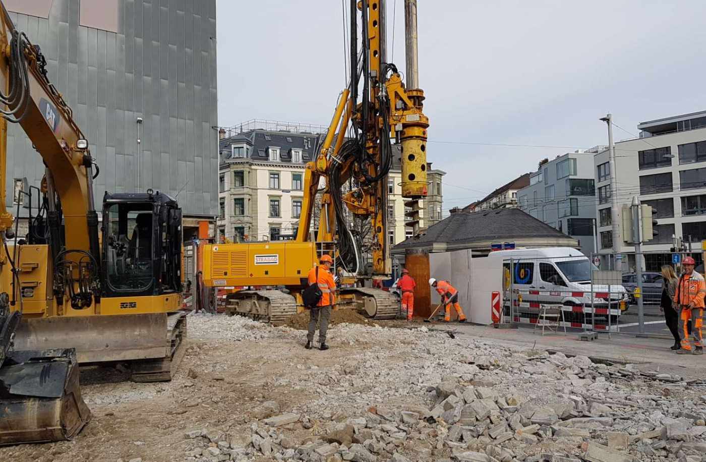 Baugrube Migros Kreuzplatz, Zürich, Technische Bauleitung Baugrube