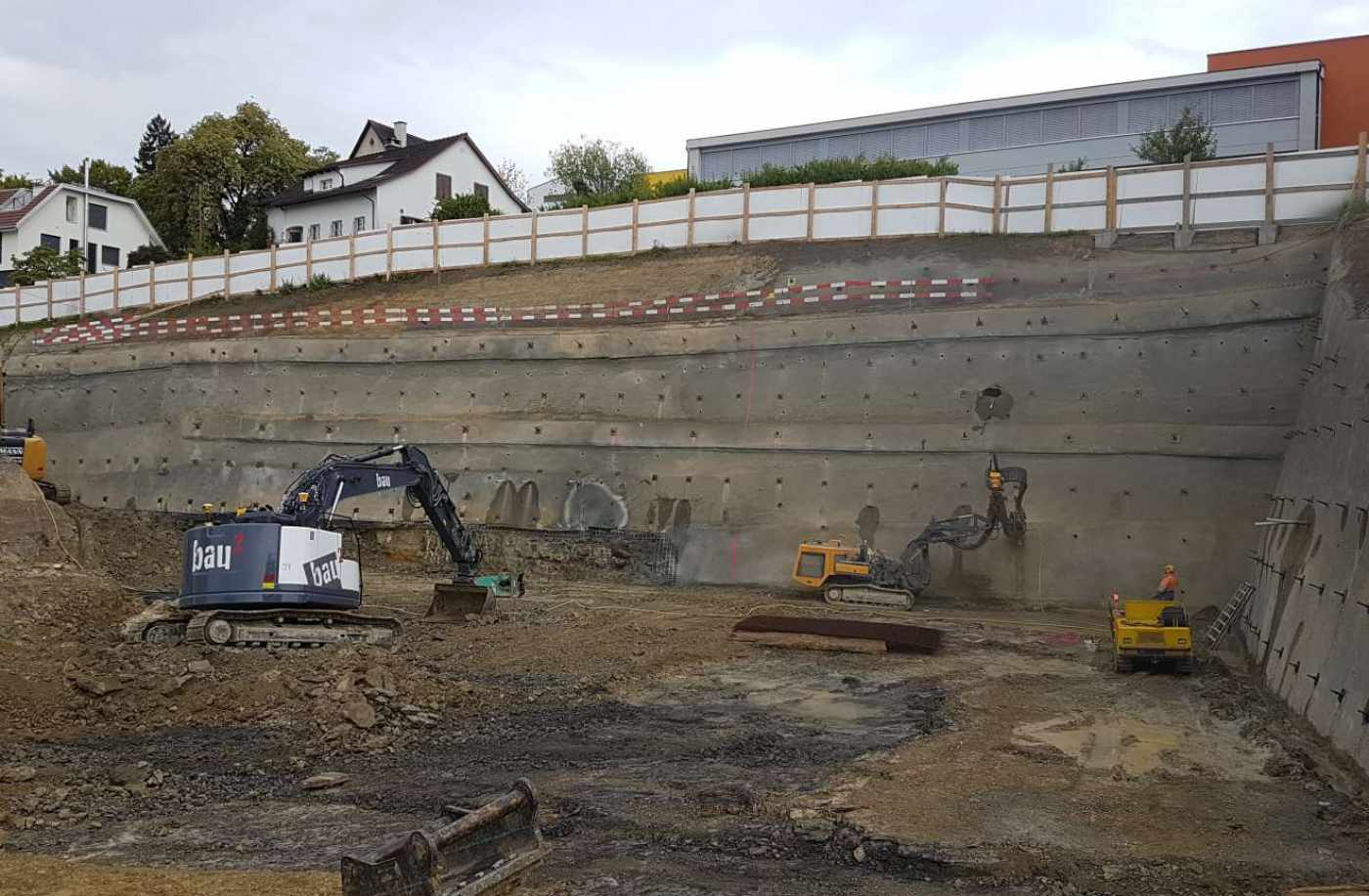 Baugrube WÜB Molki, Wädenswil, Projekt, Ausschreibung, und Gesamtbauleitung Baugrube