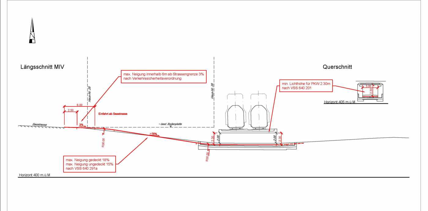 Areal Giessen Wädenswil, Fachplaner Verkehrstechnik, Verkehrstechnische Nachweise (Geometrie, Neigungen,Kuppen, Wannen, Schleppkurven), Plandarstellung auf CAD, Verkehrstechnische Expertise Arealzufahrten / Varianten