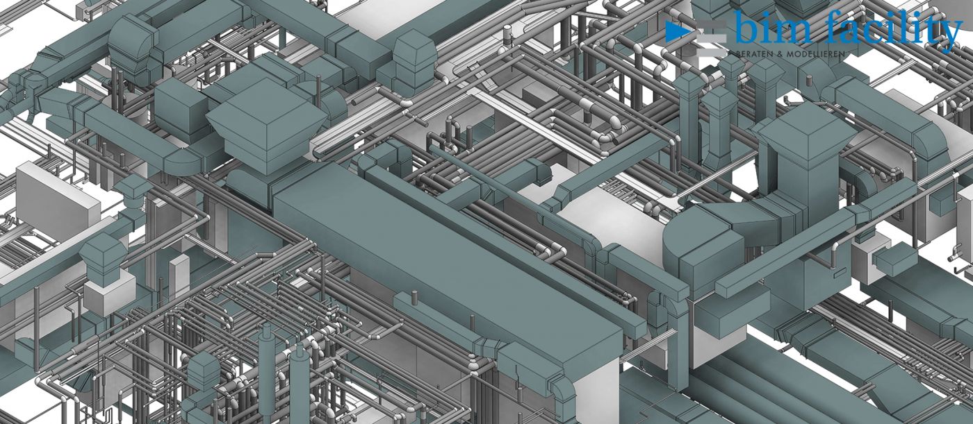 Haustechnikmodell Migros Ostschweiz, 3D Laserscan, 3D- / BIM- Modellierung aus Punktwolke