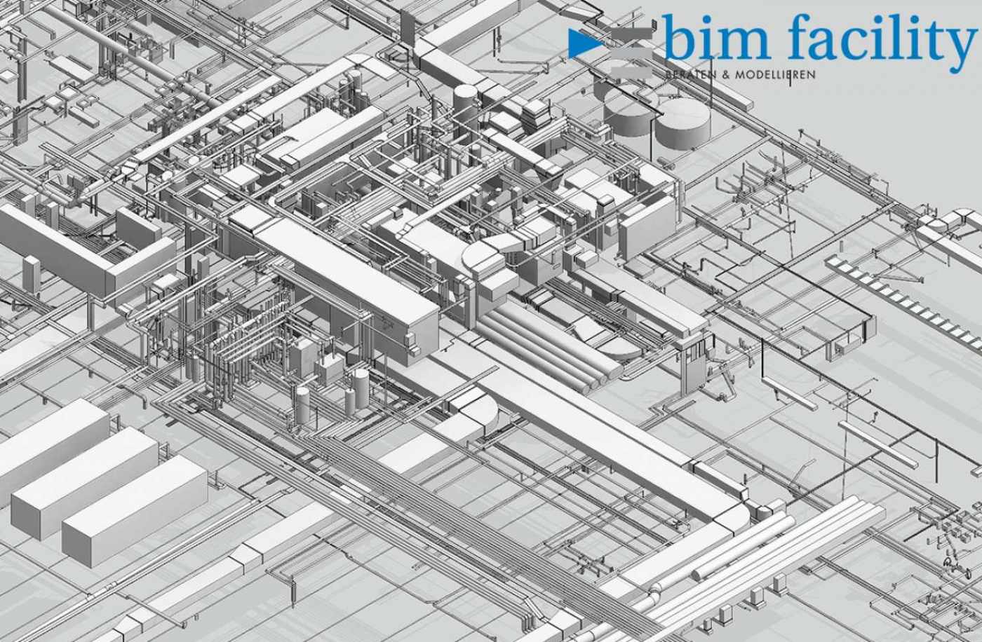 Haustechnikmodell Migros Ostschweiz, 3D Laserscan, 3D- / BIM- Modellierung aus Punktwolke