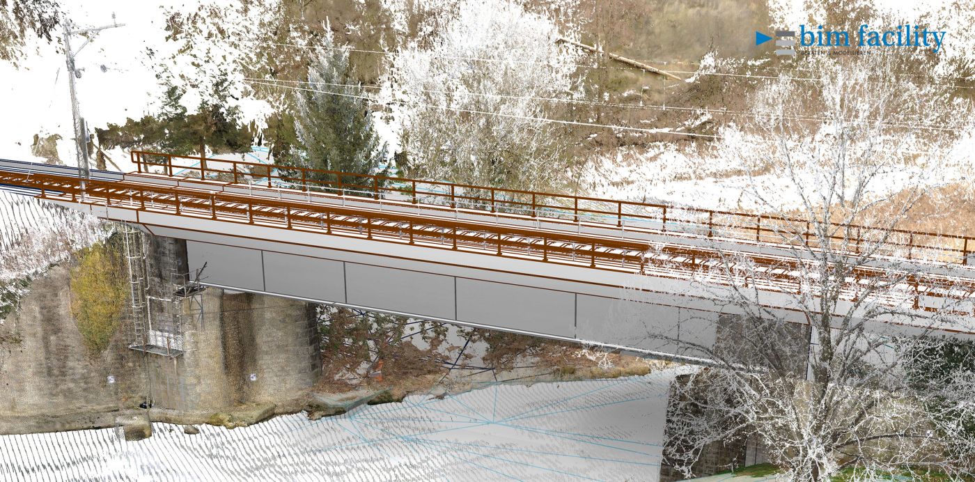 3D-Modell Bressonanz Brücke, 3D Laserscan, 3D- / BIM- Modellierung aus Punktwolke, Visualisierung