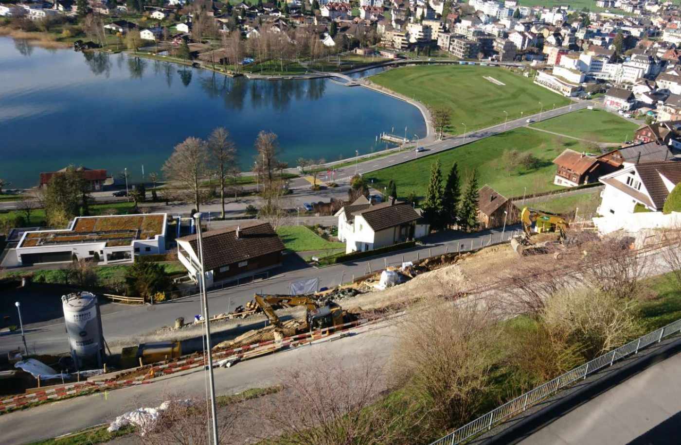 MFH Heimelistrasse, Unterägeri, Riss- Zustandsprotokolle,,Erschütterungsmessungen,,Geodätische Bauwerksüberwachungen,,Baufixpunketz