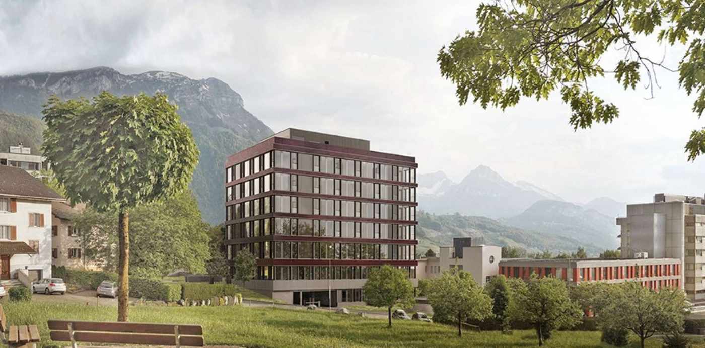 Arealentwicklung Spital Schwyz, Grundlagenerfassung/3D-Modell, Bestandesaufnahmen/Rissprotokolle, Bauvermessung, Geodätische Bauwerksüberwachungen, Geotechnische Baugrubenüberwachung, Baudienstleistungen (3D-Maschinensteuerungen, Datenaufbereitung, Baufixpunkte, usw.)