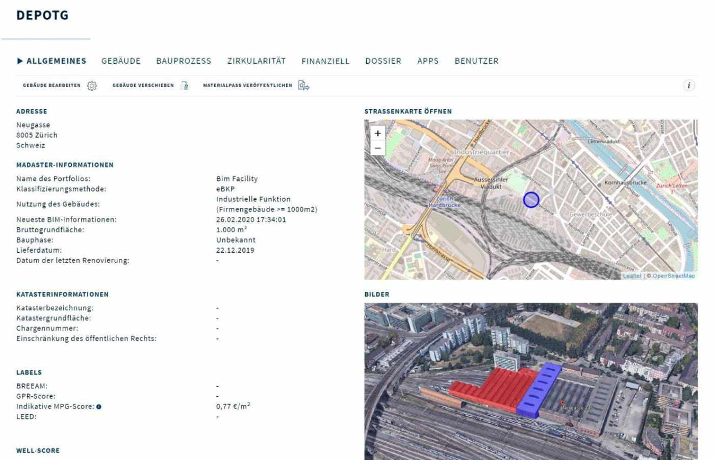 Materialerfassung ab Bestand, SBB
Altstetten Depot G, 3D Laserscan, 3D- / BIM- Modellierung aus Punktwolke, BIM-Datenmanagement