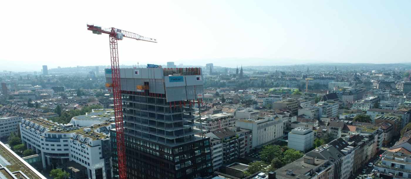 Claraturm Basel, Fixpunktnetz, Achsabsteckungen für Roh- und Fassadenbau, Baukontrollen, Meterrisse