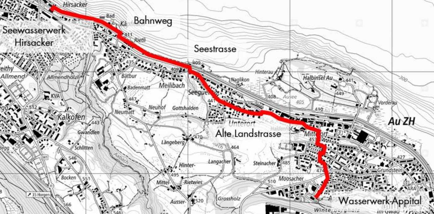 Transportwasserleitung Hirsacker-Appital, Horgen-Wädenswil, Analyse der GIS Daten, Simulationen mittels den Geodäten der Gemeinden, Auswertung der Simulationen, Massnahmenplanung aufgrund der Analyse