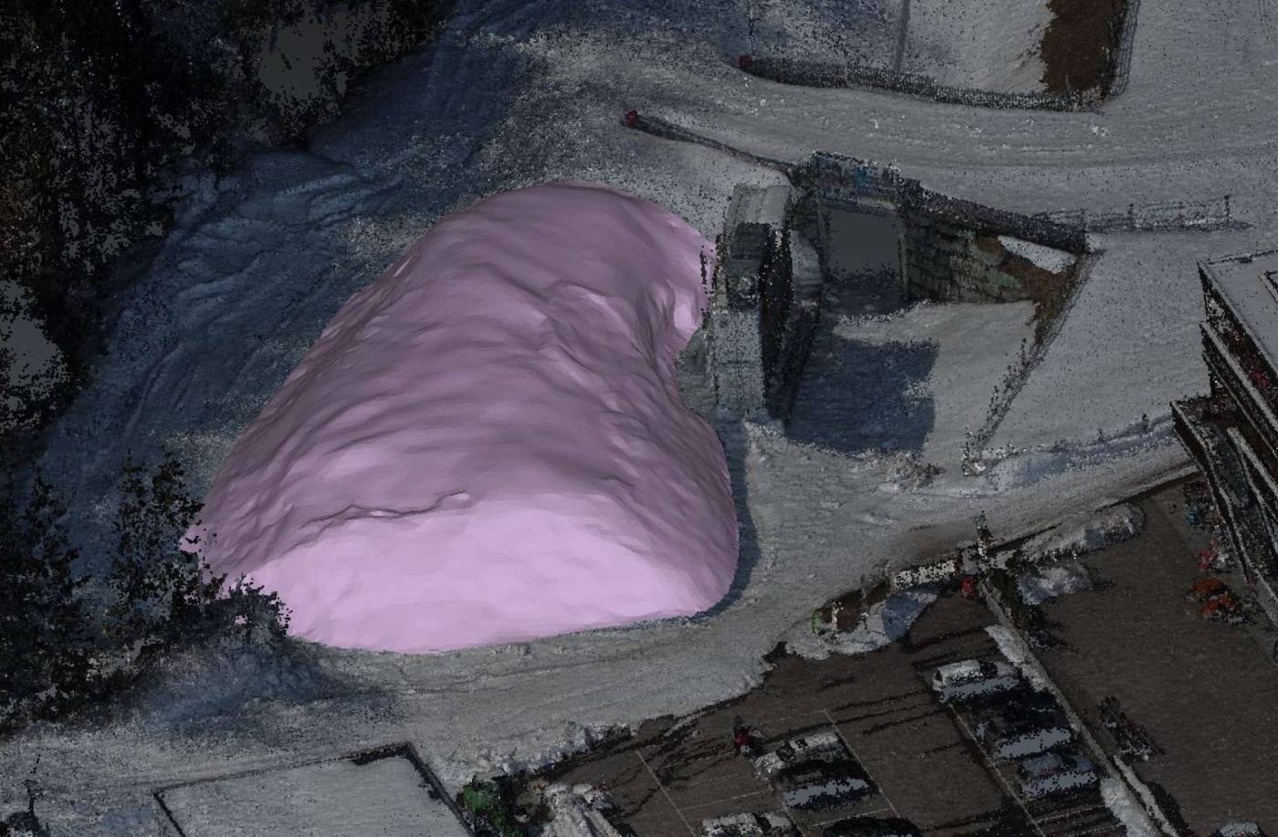 Snowfarming Volumen
Biathlon Arena Lenzerheide AG, Drohnenflug, Erstellung 3d Modell, Volumenberechnung