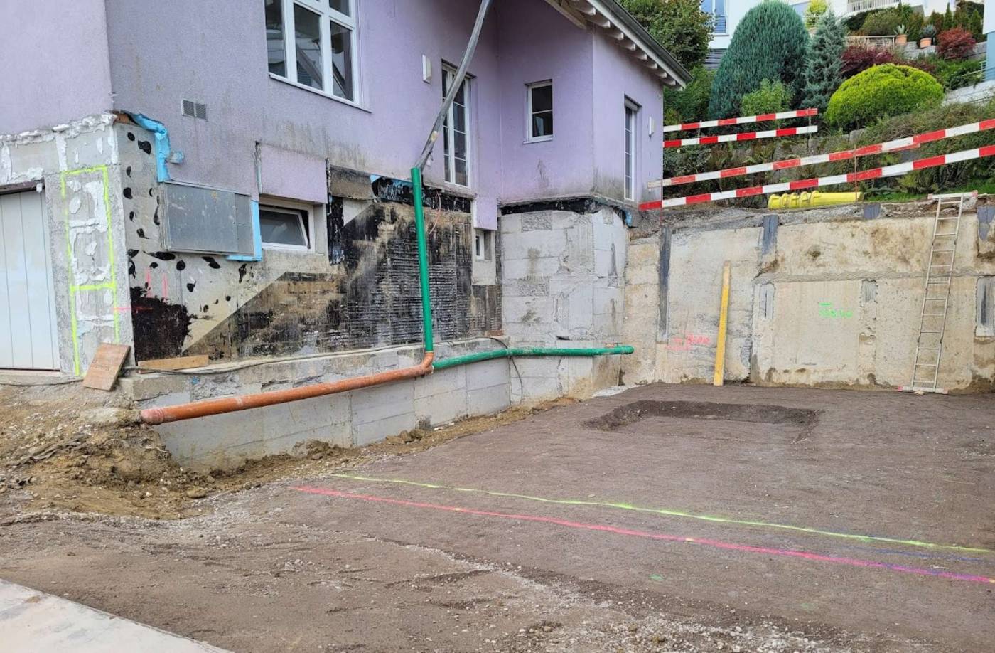 An- und Umbau EFH, Horgen, Projektierungund Statik Baugrube, Fundation, Massiv- und Holzbau