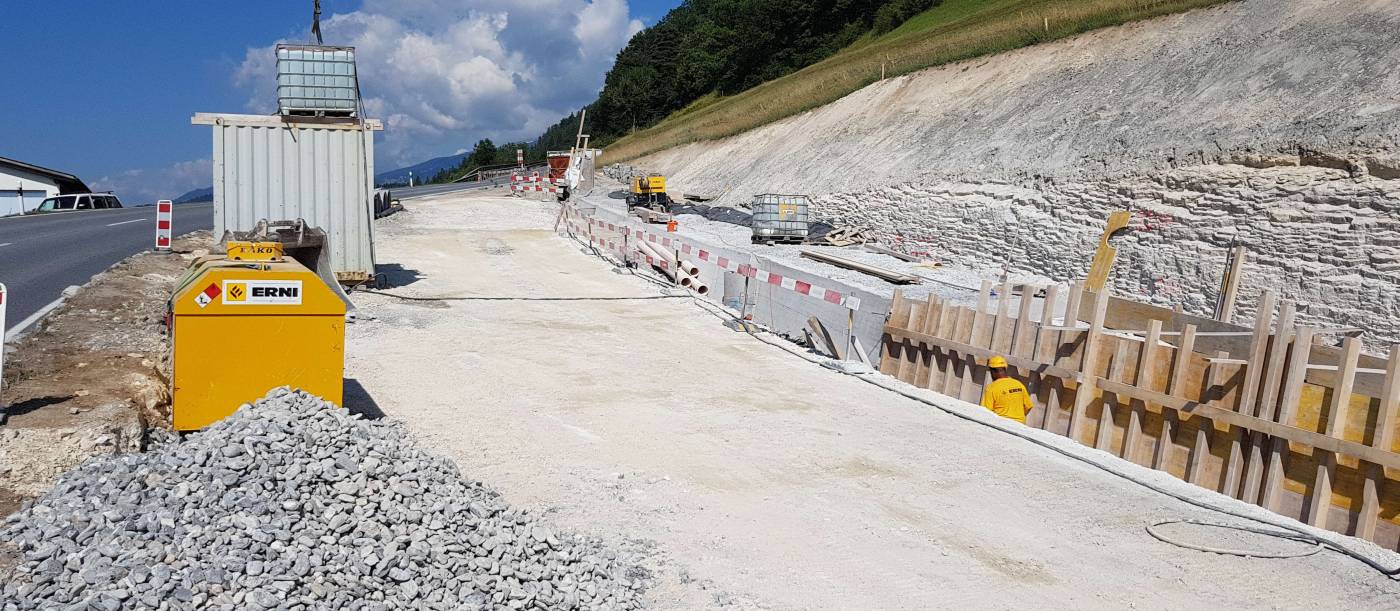 Strassenkorrektion Val Maliens, Grundlagenvermessung, Fixpunktnetze, Baukontrollen, Baufortschrittskontrollen, Digitale Geländemodelle