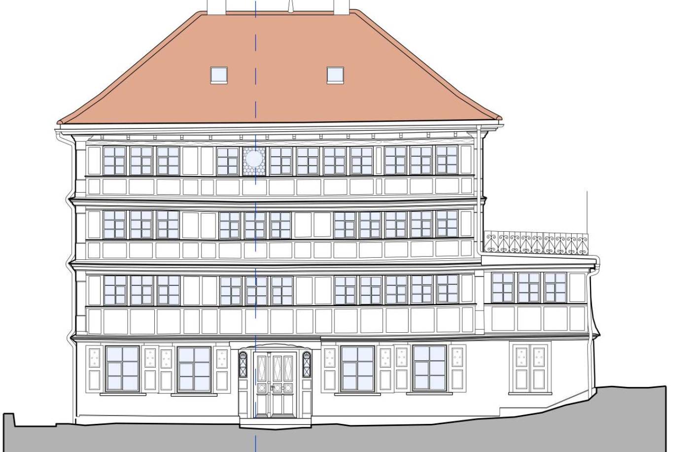 Fabrikantenhaus, Dorf 31
9103 Schwellbrunn, Gebäudeaufnahmen 1:50, Erstellung von:, 2D-Fassaden, 2D-Grundrisse, 2D-Schnitte