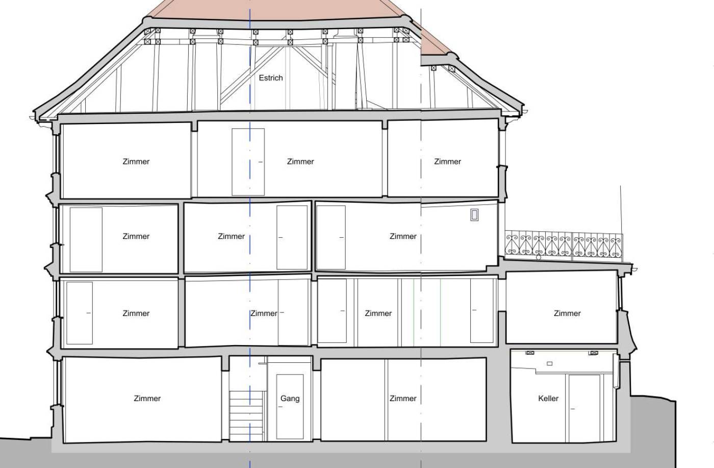 Fabrikantenhaus, Dorf 31
9103 Schwellbrunn, Gebäudeaufnahmen 1:50, Erstellung von:, 2D-Fassaden, 2D-Grundrisse, 2D-Schnitte