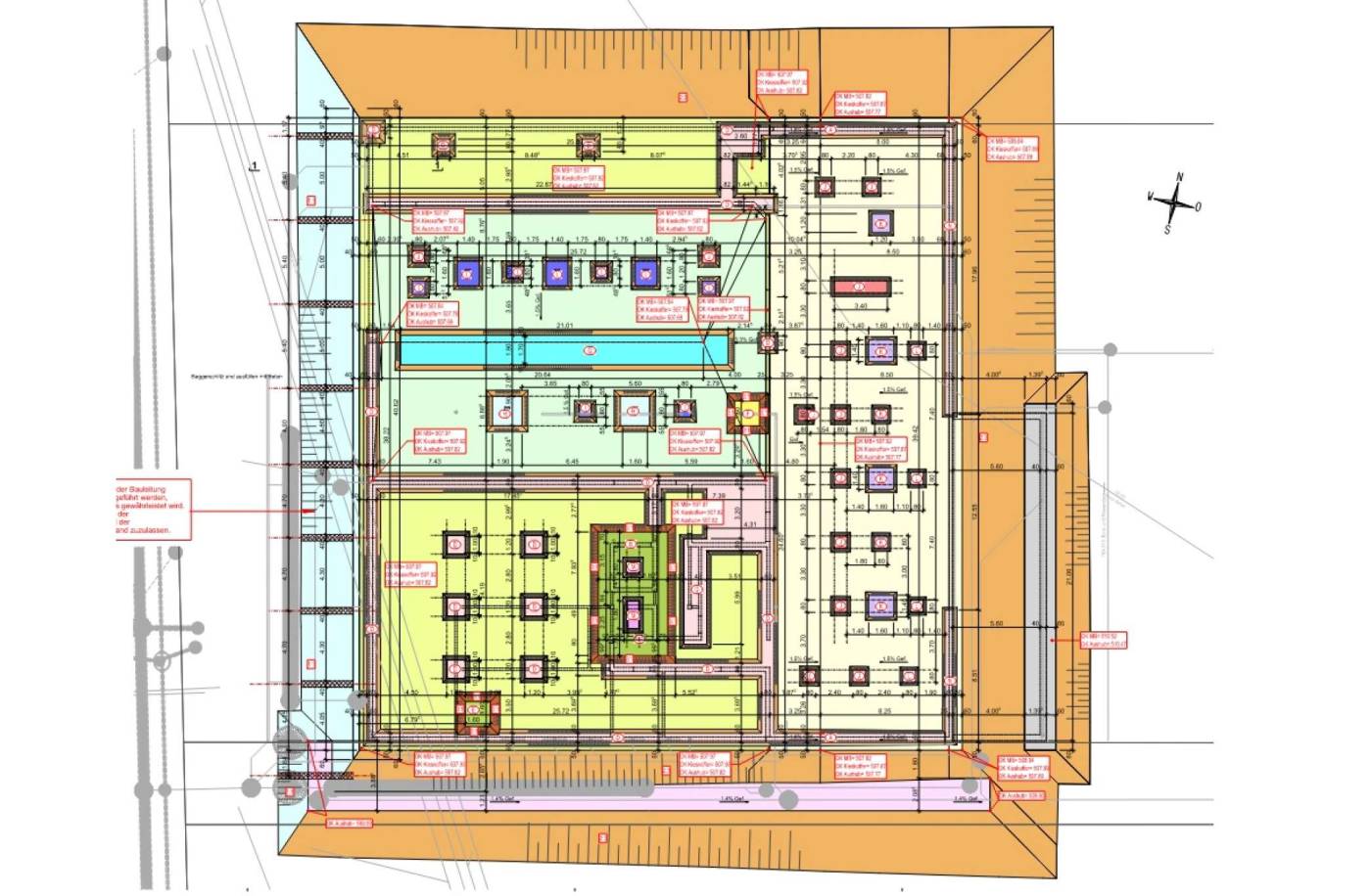 Neubau Werkhof 8608 Bubikon, Projektierung, Ausschreibung und Realisierung der Baugrube, Pfahlfundation und des Tragwerks in Massivbauweise.