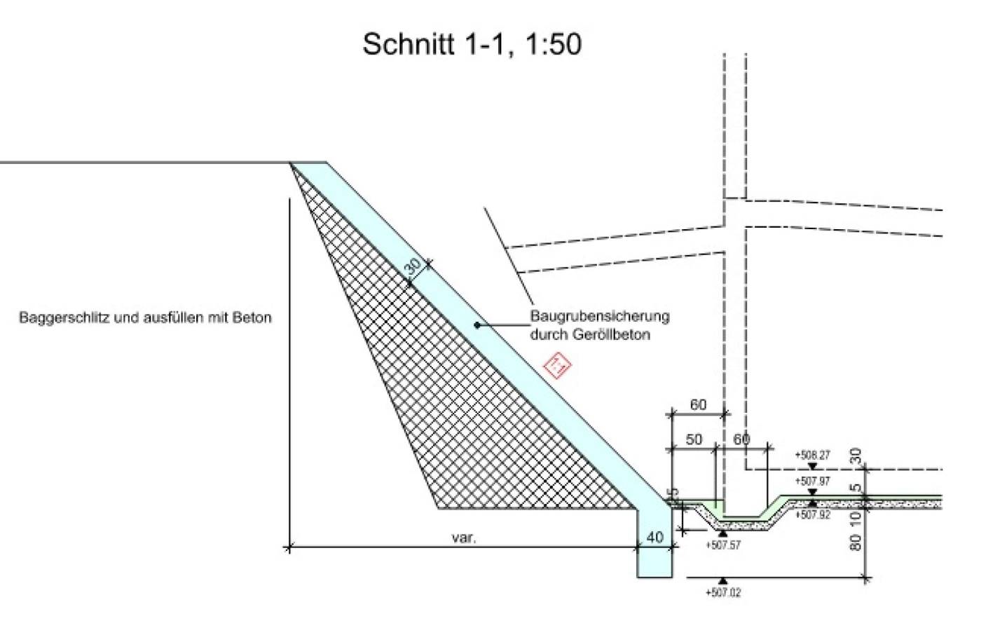 Neubau Werkhof 8608 Bubikon, Projektierung, Ausschreibung und Realisierung der Baugrube, Pfahlfundation und des Tragwerks in Massivbauweise.