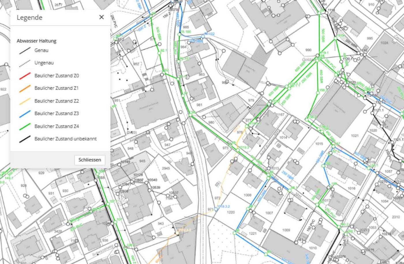 GEP-Themen im Geoportal.ch
gemäss Datenmodell VSA DSS 2020, Datenmigration aufs Modell DSS_2020_LV95 resp. DSS_2020_1_LV95 inkl. Datenbereinigung, Datenprüfung, Einrichten Importprozesse / Datenintegration ins Geoportal.ch inkl. Datenprüfung, Erstellen diverser GEP-Karten mit verschiedenen Darstellungsmodellen