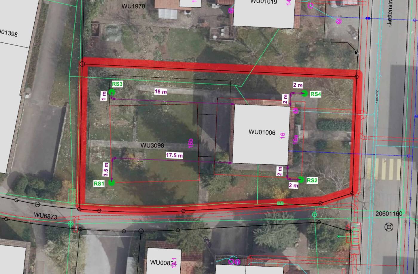 Neubau MFH mit Tiefgarage auf Kat. Nr. WU3098, Lettenstrasse 16,
8408 Winterthur, Rammsondierungen
