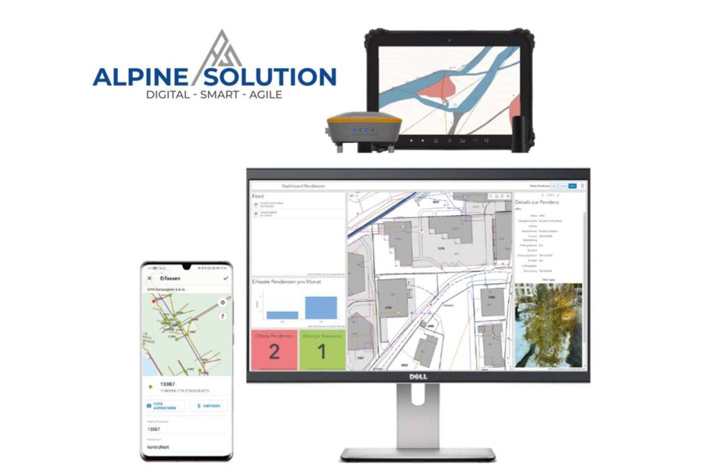 Management dell'infrastruttura e GIS, Registrazione delle pratiche in sospeso, Gestione delle aree verdi, Rilevamento dello stato delle strade, Servizio piste e soccorso, Controllodei parchi giochi