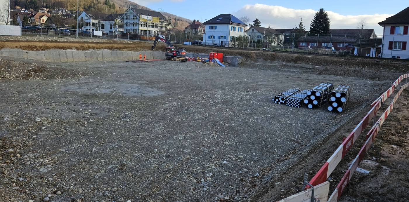 Neubau Dreifachturnhalle Unteräsch, Möriken-Wildegg, Vorprojekt, Bauprojekt, Planung und Projektierung des Tragwerks sowie der Baugrube