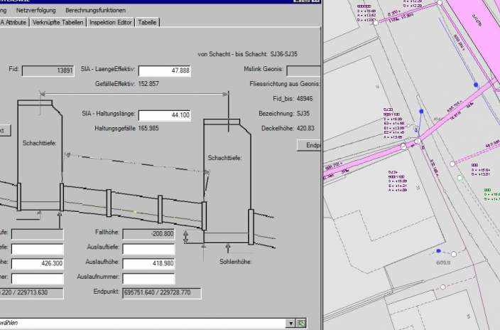 Leitungskataster, Richterswil, Feldaufnahmen, Konstruktion ab Einmassskizzen, Erstellen von Werk- und Übersichtsplänen, Export ins Geomedia und WebGIS